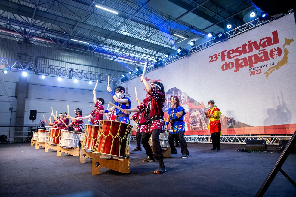 Apresentação de Taiko no Festival do Japão 2022 — Foto: Divulgação