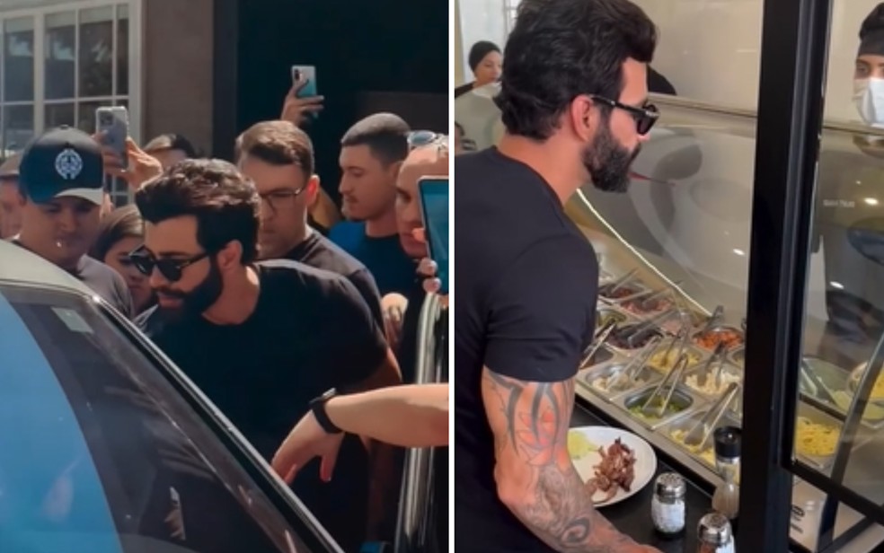 Gusttavo Lima visitando restaurante em Goinia  Foto: Reproduo/Redes Sociais