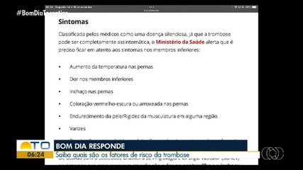 Saiba quais são os fatores de risco da trombose no Bom Dia Responde