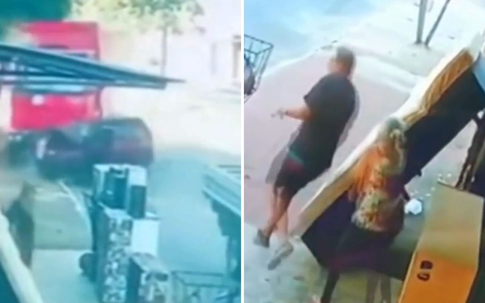 Vídeo mostra quando moradores escapam por um triz de serem atingidos por carro e caminhão após batida com três mortos