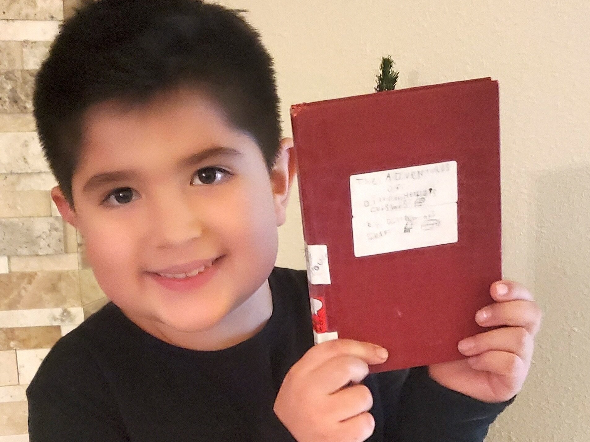 Garoto de 8 anos põe livro feito por ele à mão em prateleira de biblioteca e vira sucesso com 5 anos de espera