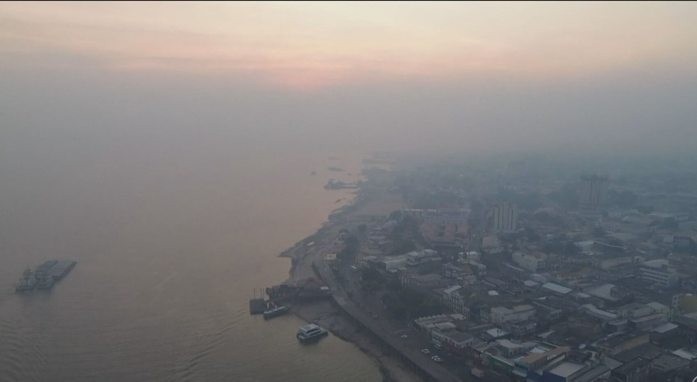 Fumaça de queimadas tomam conta do Pará — Foto: TV Globo/Reprodução