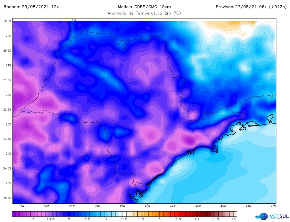Semana começa com frio no Sul e no Sudeste — Foto: Divulgação/MetSul