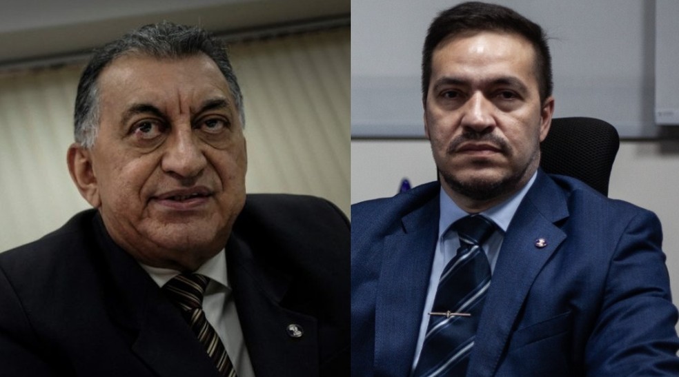Desembargador Elci Simões e o juiz Jean Pimentel — Foto: Divulgação / Tjam