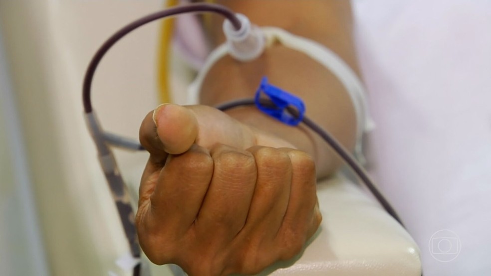 Imagem de doador de sangue — Foto: Reprodução do Jornal Nacional