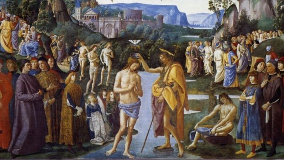 Batismo de Jesus, em pintura do século 15, de Perugino — Foto: Domínio Público