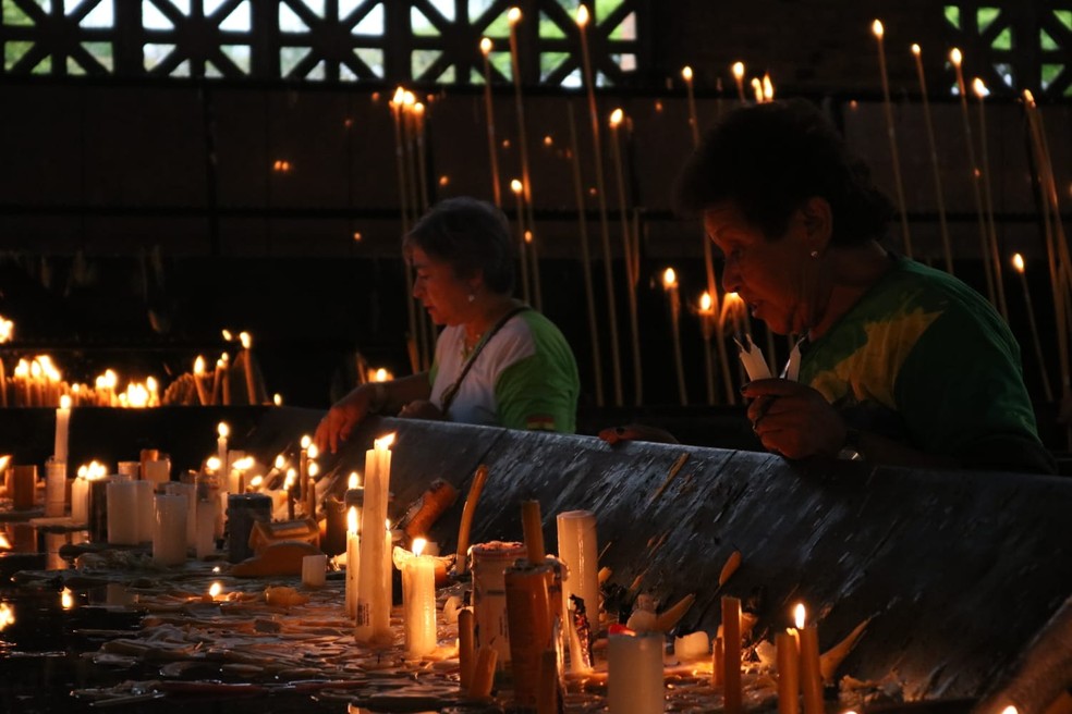 Segundo dia da novena na Basílica de Aparecida, nesta terça-feira (4), foi marcada por mensagens de fraternidade e valorização do trabalhador rural. — Foto: Gustavo Marcelino