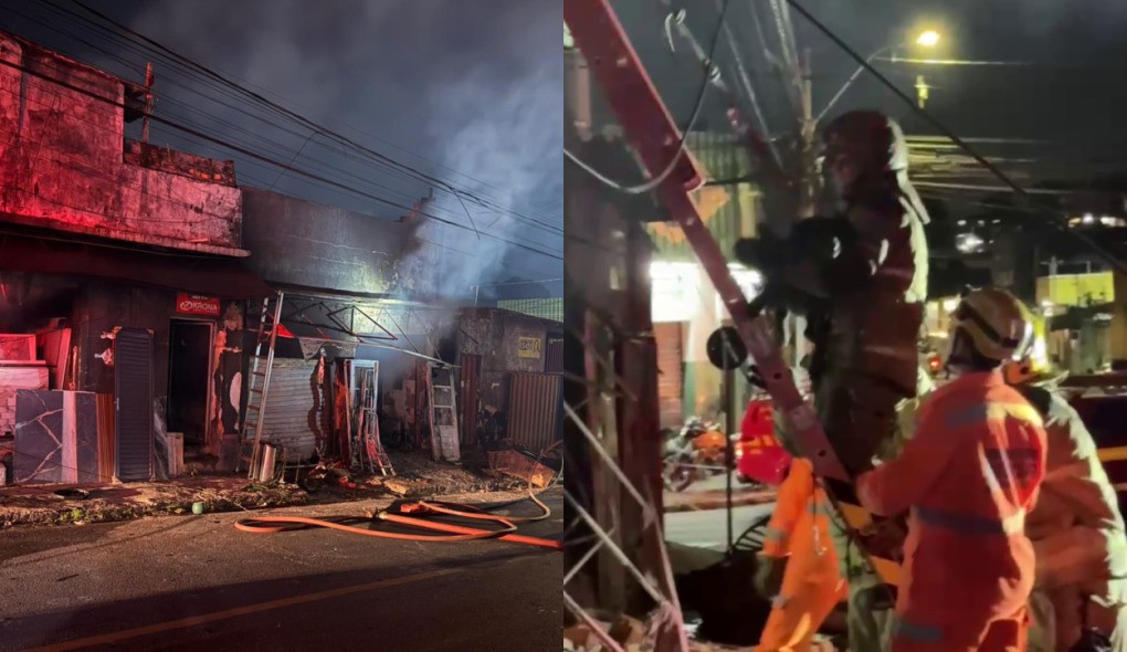 Depósito pega fogo em BH; vídeo mostra bombeiros resgatando cães durante incêndio