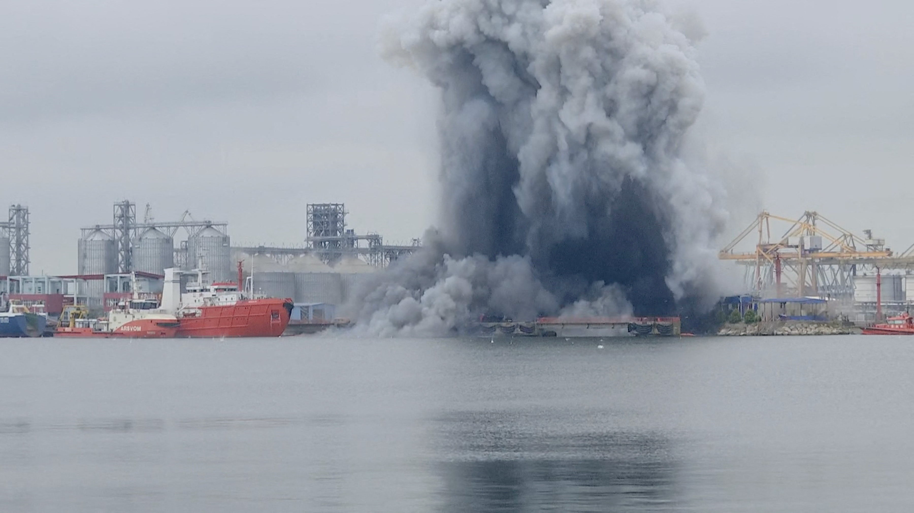 Drone explodes in port in Romania; VIDEO shows detonation