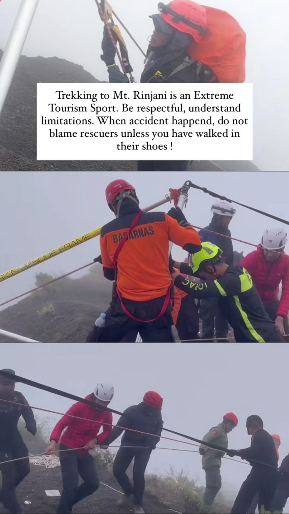 Postagem da Basarnas nesta quarta-feira (25) — Foto: Reprodução