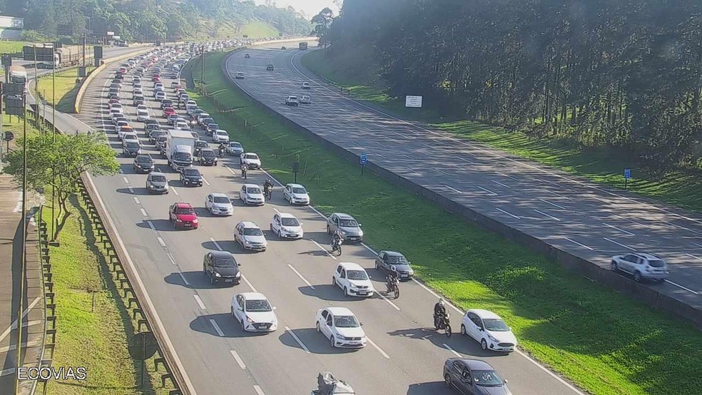Rodovia dos Imigrantes em imagem da Ecovias deste ano de 2023 — Foto: Ecovias