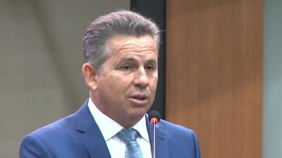 Mauro Mendes discursa em cerimônia de posse — Foto: Reprodução
