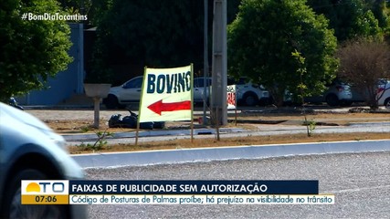 Fiscalização retira faixas de publicidade irregulares instaladas sem autorização em Palmas