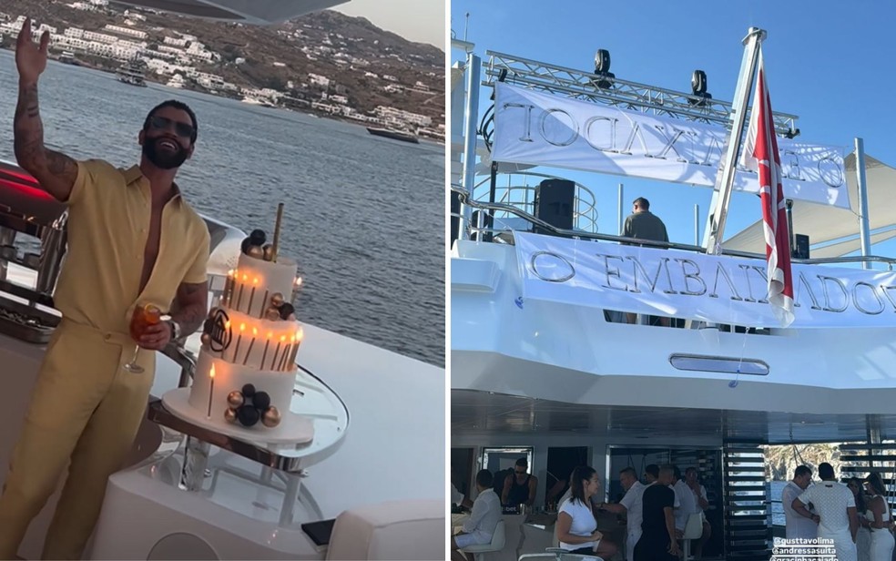 Gusttavo Lima celebra aniversário de 35 anos em super iate de luxo, na Grécia — Foto: Reprodução/Redes Sociais