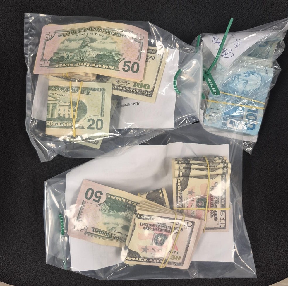 Dólares e reais apreendidos pela PF na casa de Jair Bolsonaro — Foto: Divulgação