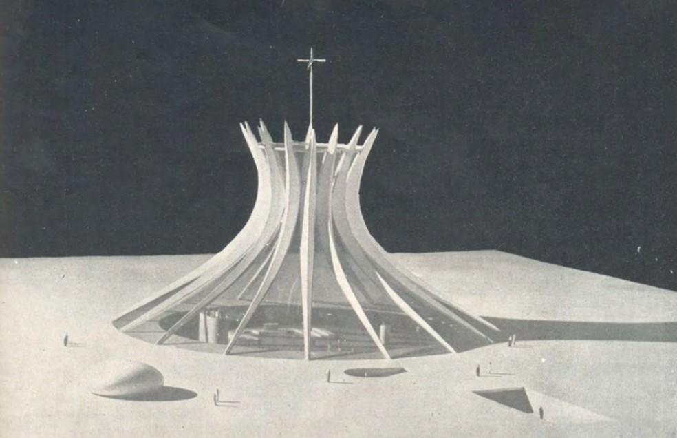 Maquete da Catedral de Brasília. — Foto: Revista Brasília/Arquivo Público do DF