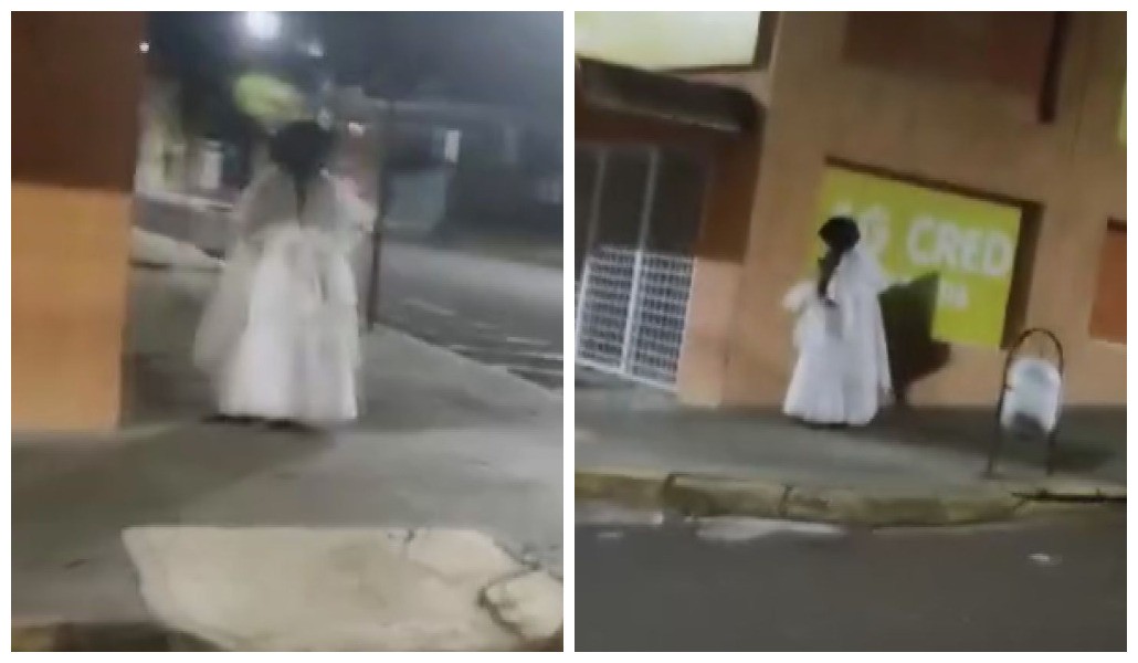 VÍDEO: 'noiva misteriosa' assusta moradores e Polícia Militar é chamada no interior de SP