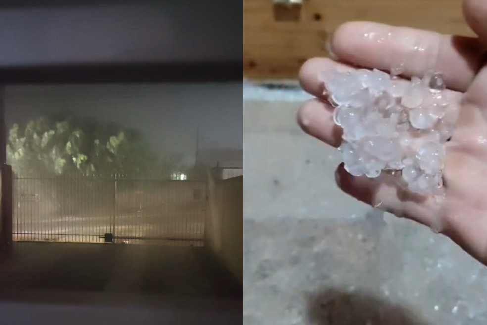 Ventania e queda de granizo em Ponta Grossa — Foto: Matheus Henrique Garcia