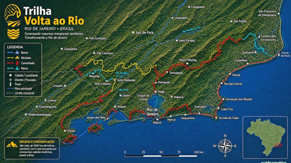 Mapa da Trilha Volta ao Rio — Foto: Divulgação