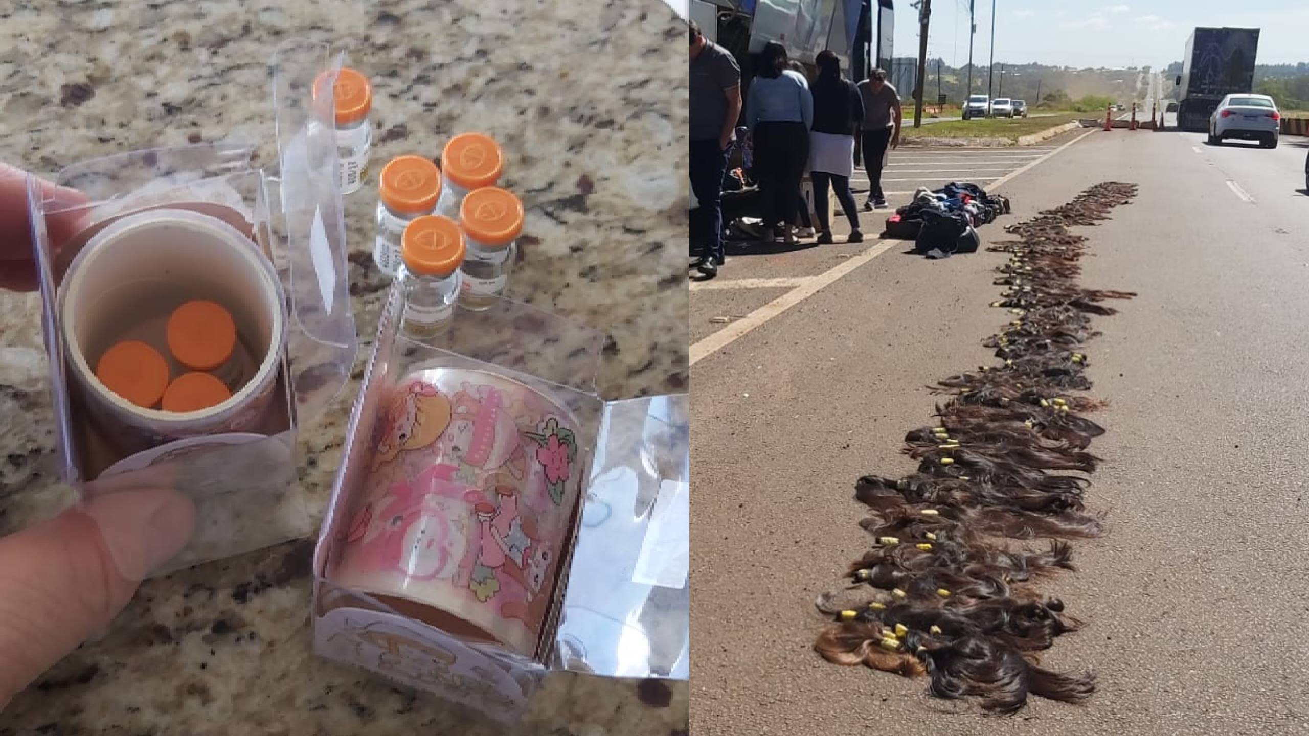 Polícia apreende tirzepatida e cabelo escondidos com passageiras de ônibus paraguaias no Paraná