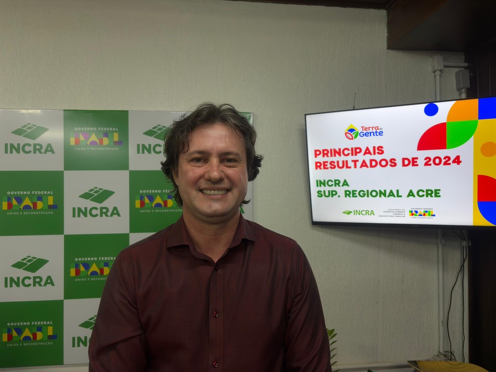 Presidente do Incra, Márcio Alécio, apresentou os principais resultados do órgão em 2024 no Acre — Foto: Júnior Andrade/Rede Amazônica