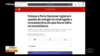 Palmas e Porto Nacional registram quedas de energia elétrica durante madrugada