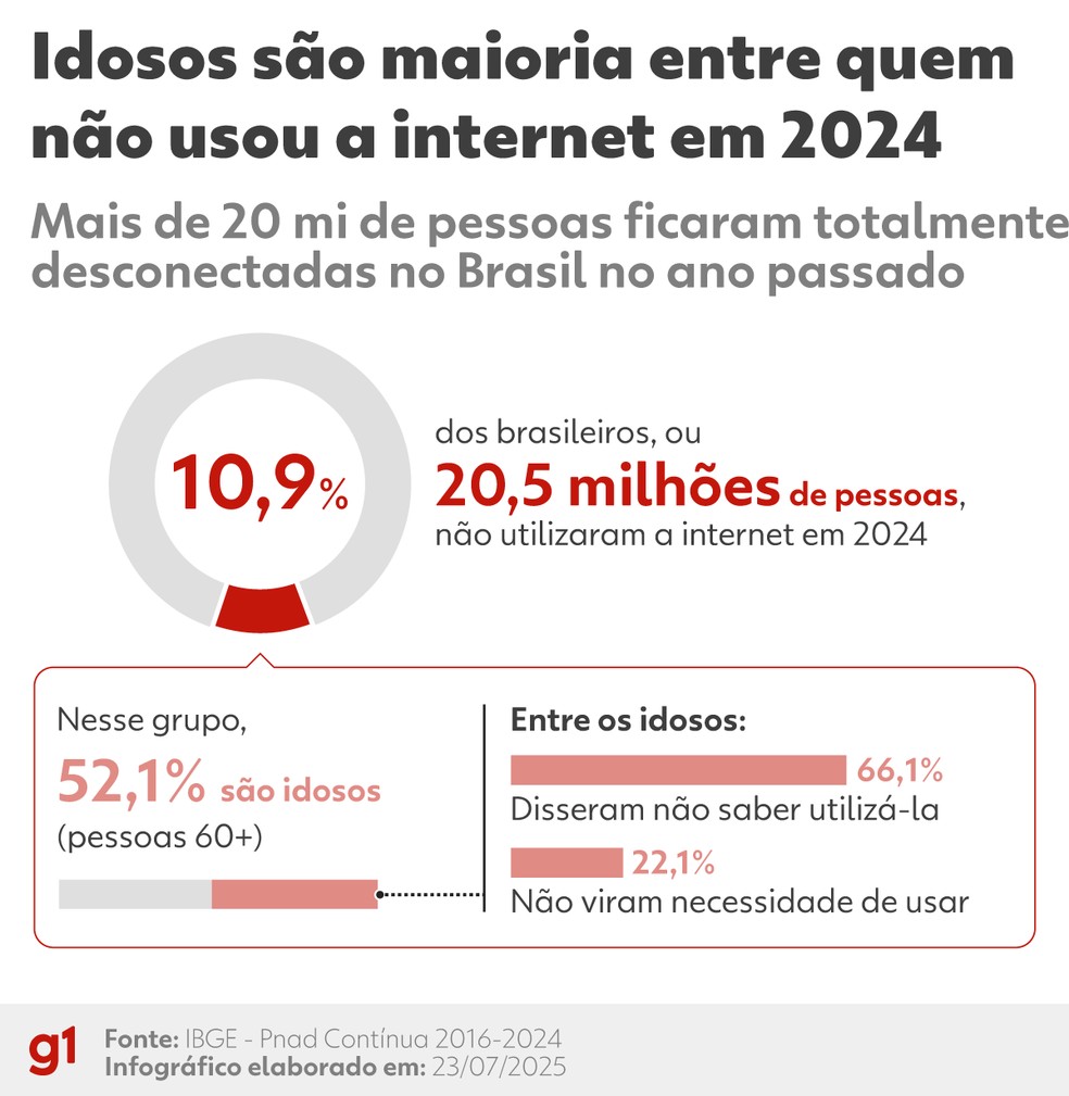 Idosos são maioria entre quem não usa a internet — Foto: g1