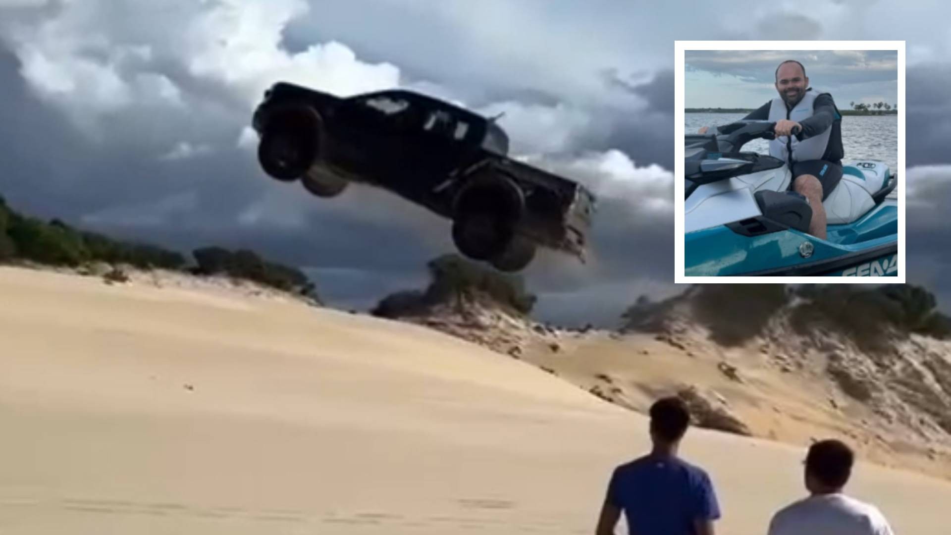 'Voo' de picape sobre buggy em duna: entenda quais infrações motorista cometeu e qual pode ser a punição