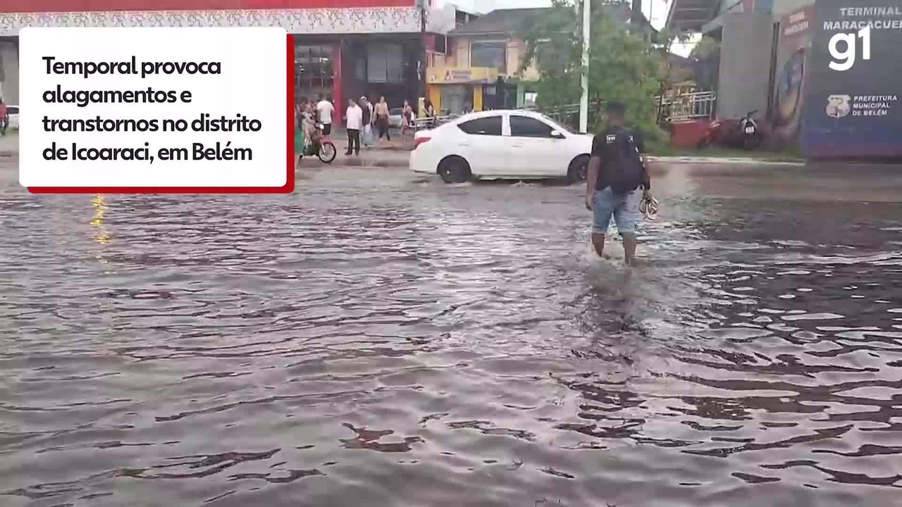 Temporal provoca alagamentos e transtornos no distrito de Icoaraci, em Belém