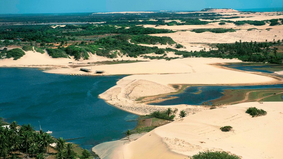 Lagoa do Uruaú, a cerca de 90 km de Fortaleza, fica em Beberibe. — Foto: Governo do Ceará/Reprodução