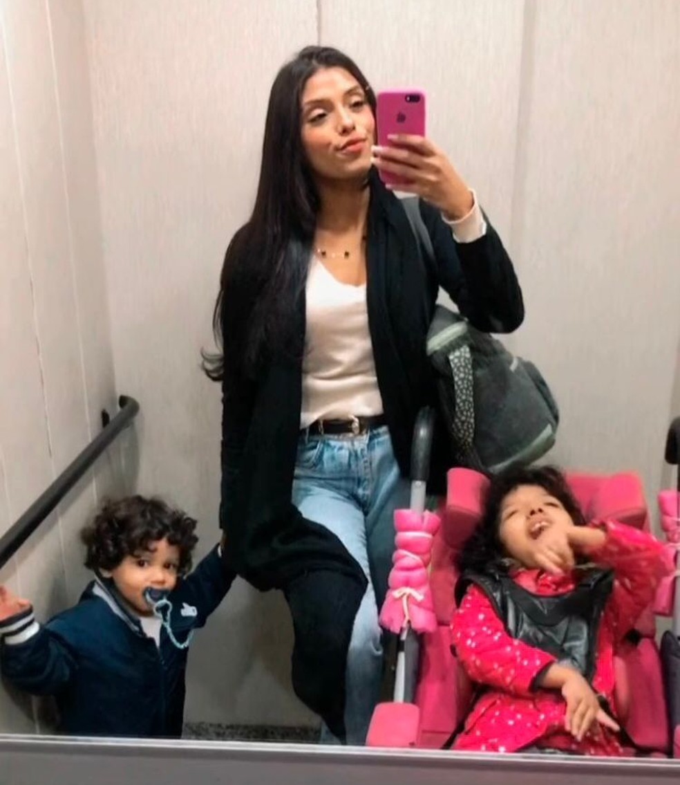 Leticia Guedes e os dois filhos, Manuela e Anthony. — Foto: Reprodução/Redes sociais
