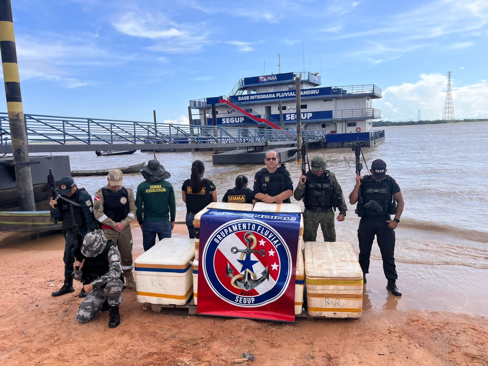 Mais de meia tonelada de pescado é apreendida durante fiscalização na Base Candiru, em Óbidos