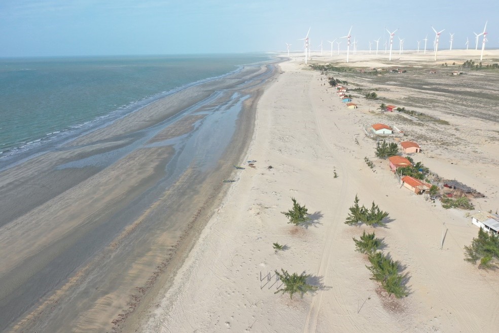 Praia do Xavier, em Camocim, no litoral oeste do Ceará. — Foto: Governo do Ceará/Semace/Reprodução