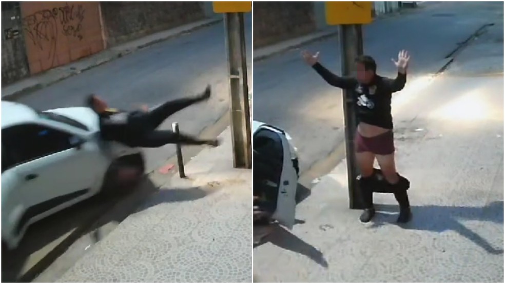 Homem é assaltado duas vezes, atropelado, ameaçado de faca e deixado só de cueca em rua de Fortaleza — Foto: TV Verdes Mares/Reprodução