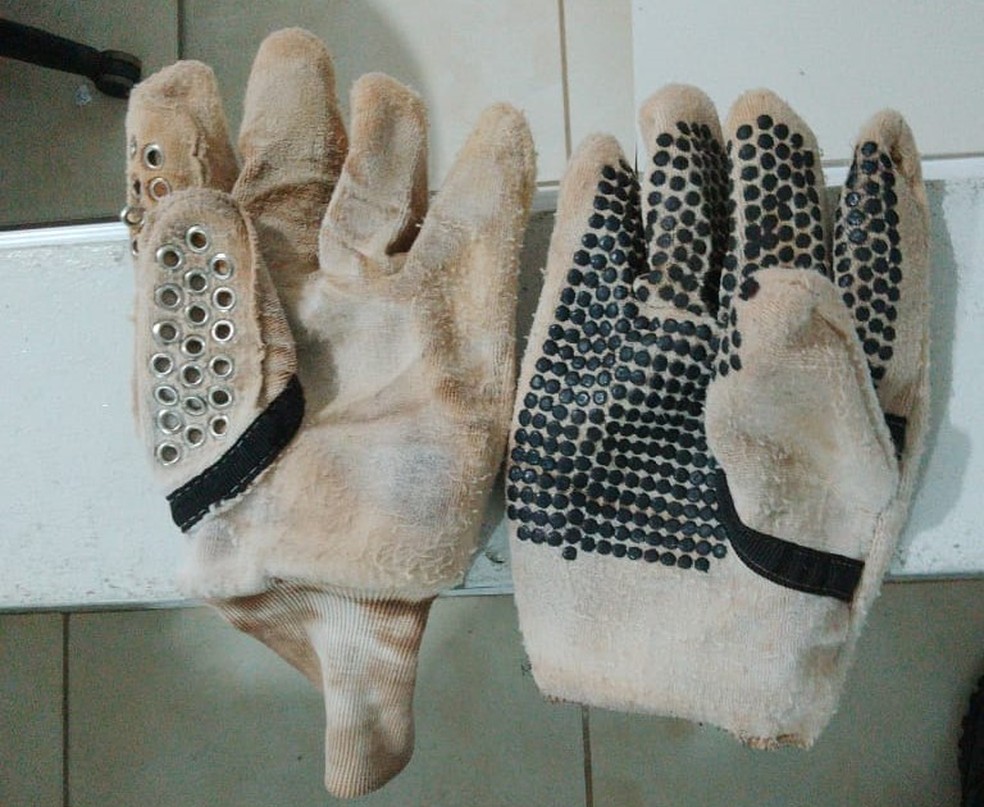 Luvas utilizadas pelo suspeito no momento do crime foram localizadas, em Lucélia (SP) — Foto: Polícia Militar