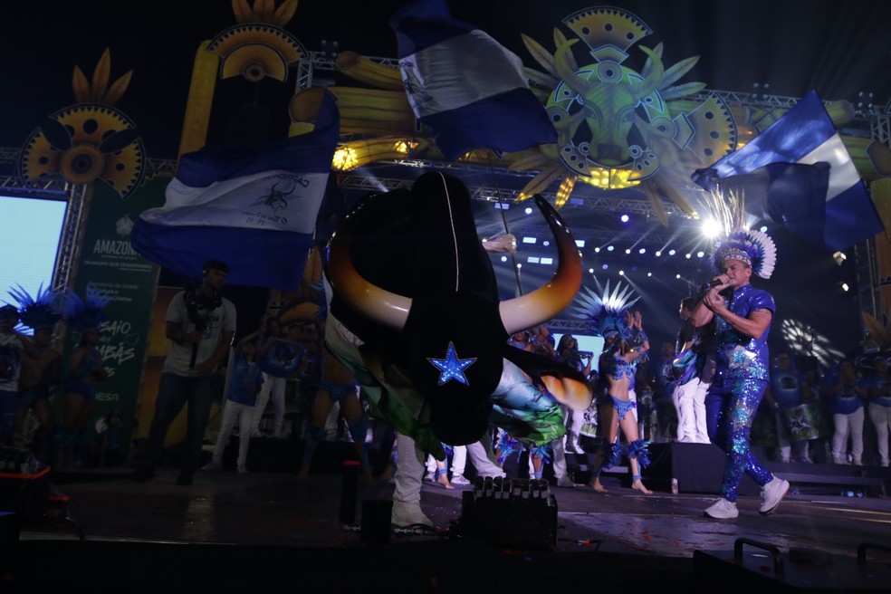 Boi Caprichoso no Ensaios dos Bumbás em Manaus — Foto: Arthur Castro / Secom