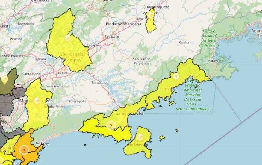 Cemaden alerta seis cidades para alagamentos e deslizamentos de terra por causa da chuva