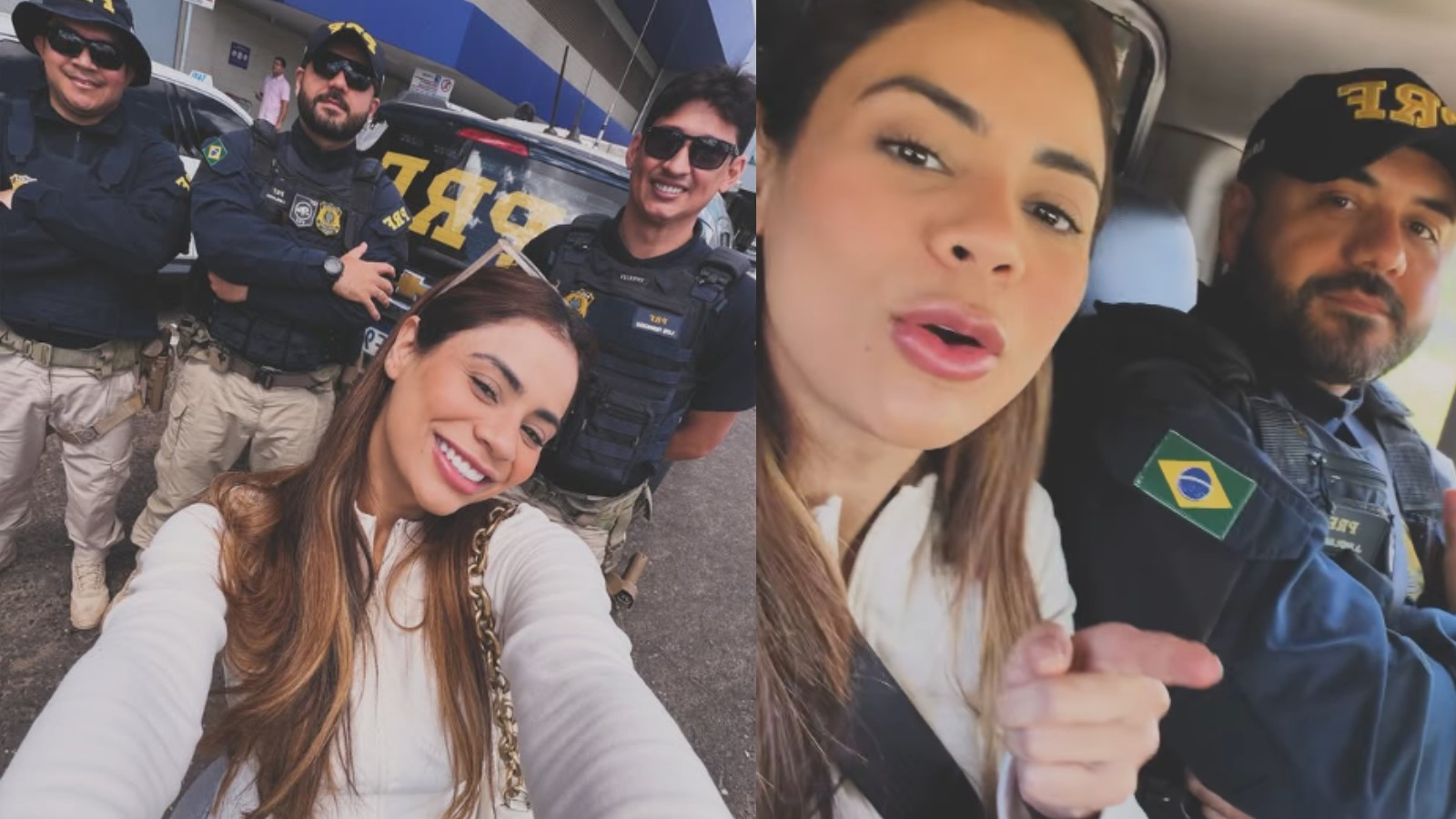 Cantora Lexa pega carona em viatura da PRF até aeroporto após pane em van no PI: 'pedi carona no meio da rua e eles pararam'