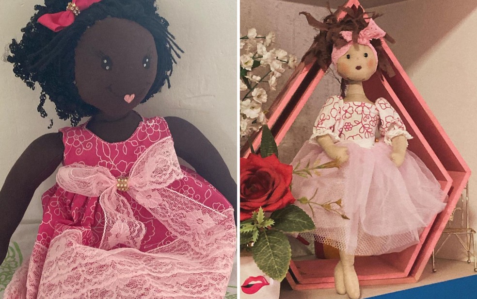 Bonecas feita pela artesã Eliane Moreira — Foto: Joana Arts/Redes sociais