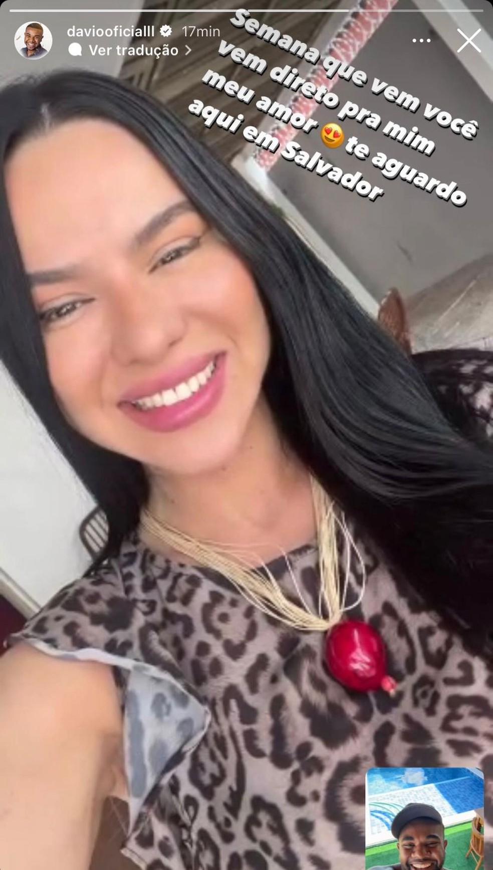 Davi compartilhou ligação com a dançarina Tamires — Foto: Reprodução/Redes Sociais