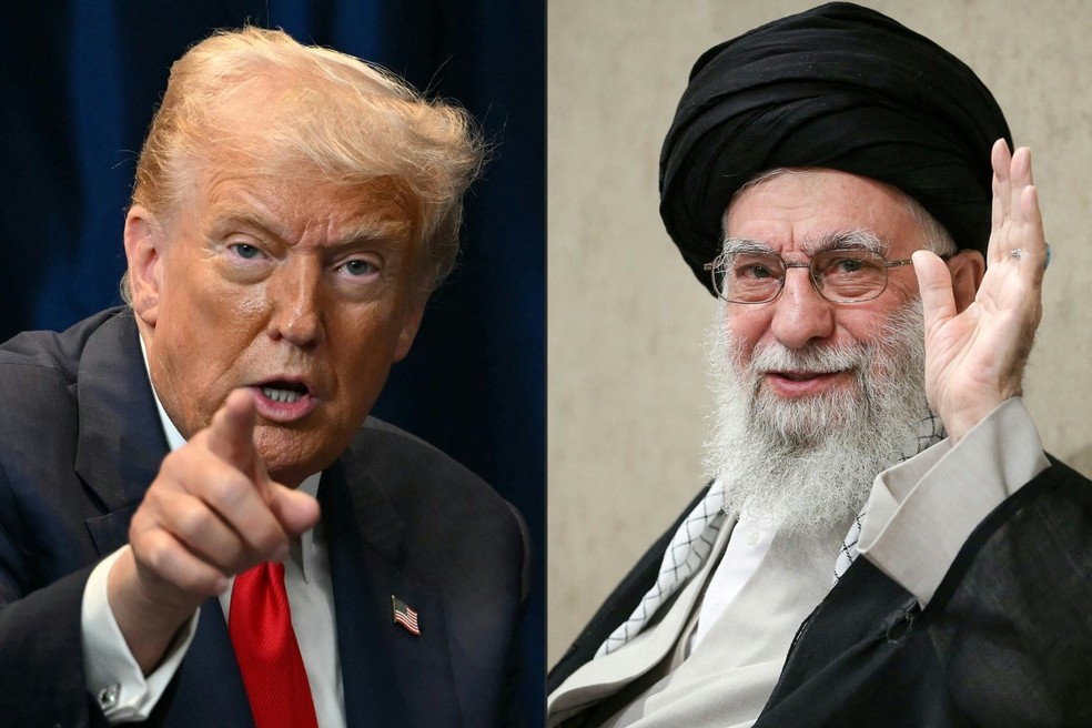 Donald Trump e aiatolá Ali Khamenei — Foto: ANDREW CABALLERO-REYNOLDS / VARIOUS SOURCES / AFP