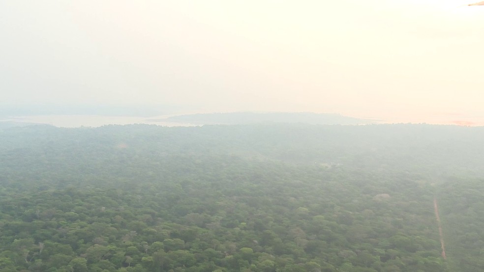 Camada de fumaça em Porto Velho nesta quarta-feira (12) — Foto: Reprodução/Rede Amazônica