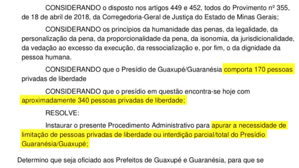 Juiz apura necessidade de interdição no presídio Guaranésia-Guaxupé por superlotação — Foto: Reprodução/EPTV