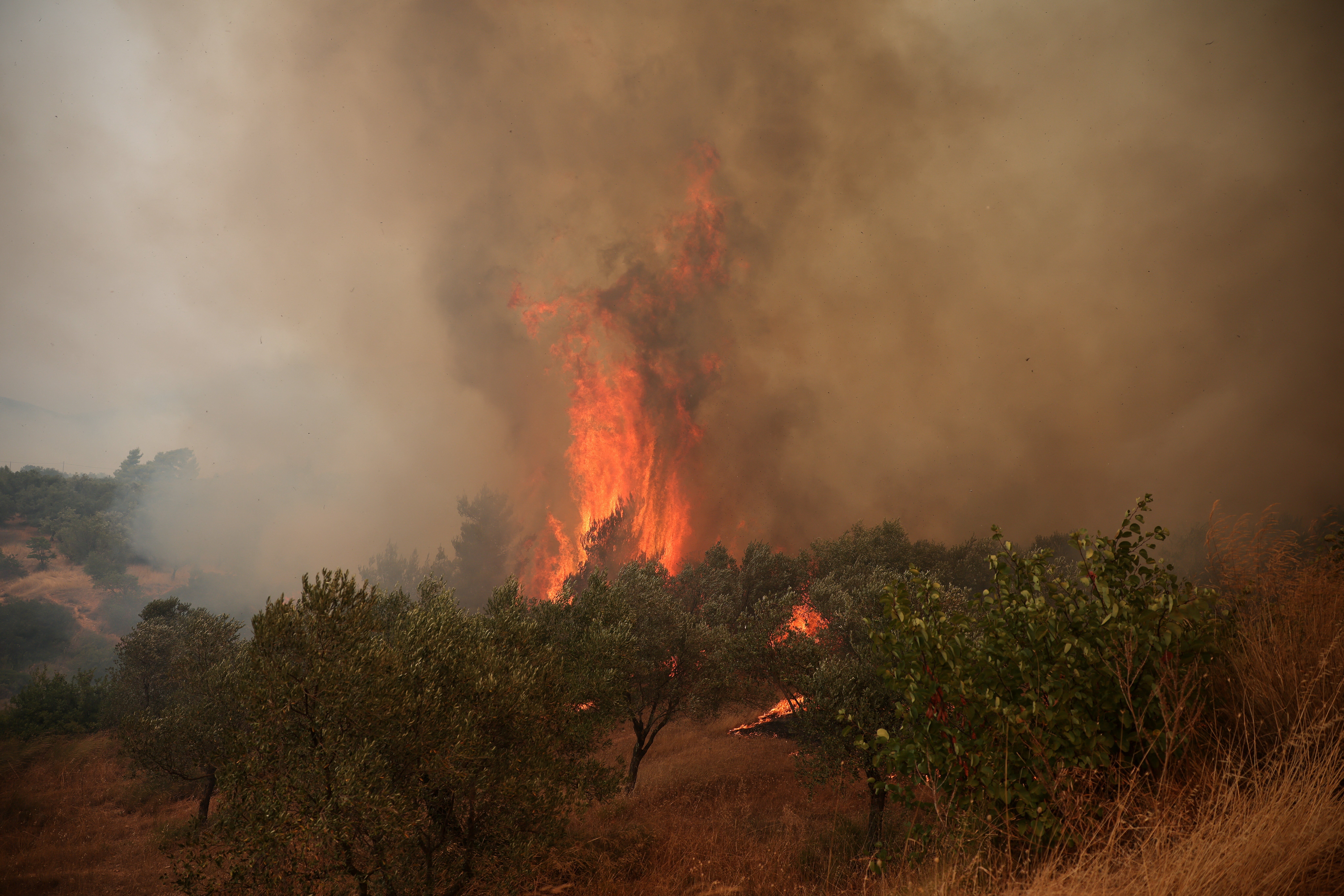 Helicópteros militares colidem no ar durante combate a incêndios florestais na Grécia