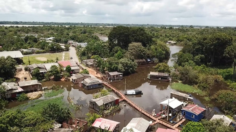 Cheia em 2025 já afeta Humaitá, no interior do Amazonas — Foto: Rede Amazônica