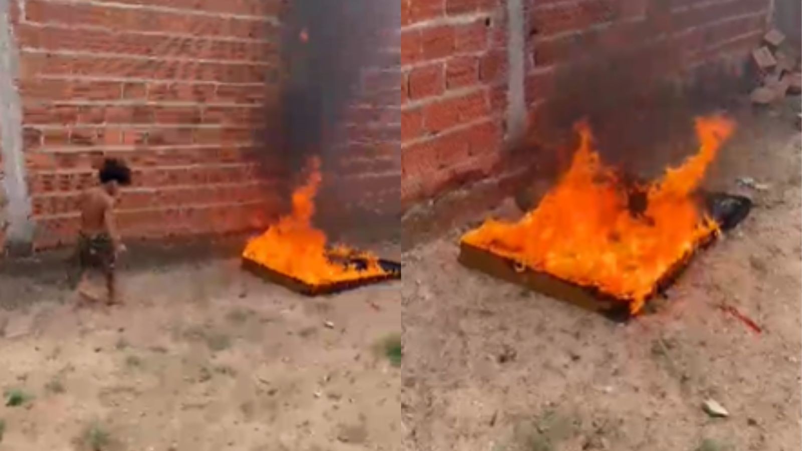 VÍDEO: menino de 5 anos viraliza ao incendiar colchão em Teresina: 'Gosta de brincar com fogo', diz pai