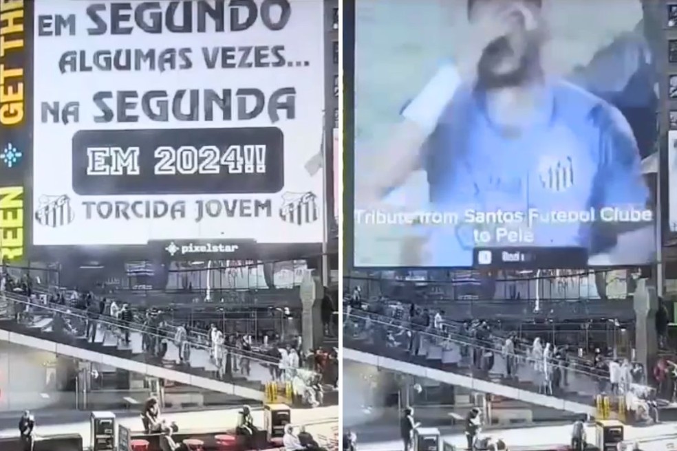 Torcedores do Corinthians 'anunciam' rebaixamento do Santos FC na Times Square, em NY — Foto: Arquivo pessoal