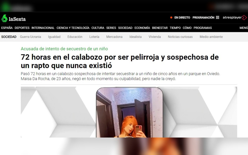 Jornal espanhol repercute caso de brasileira presa por engano (Goiás) — Foto: Reprodução/Internet