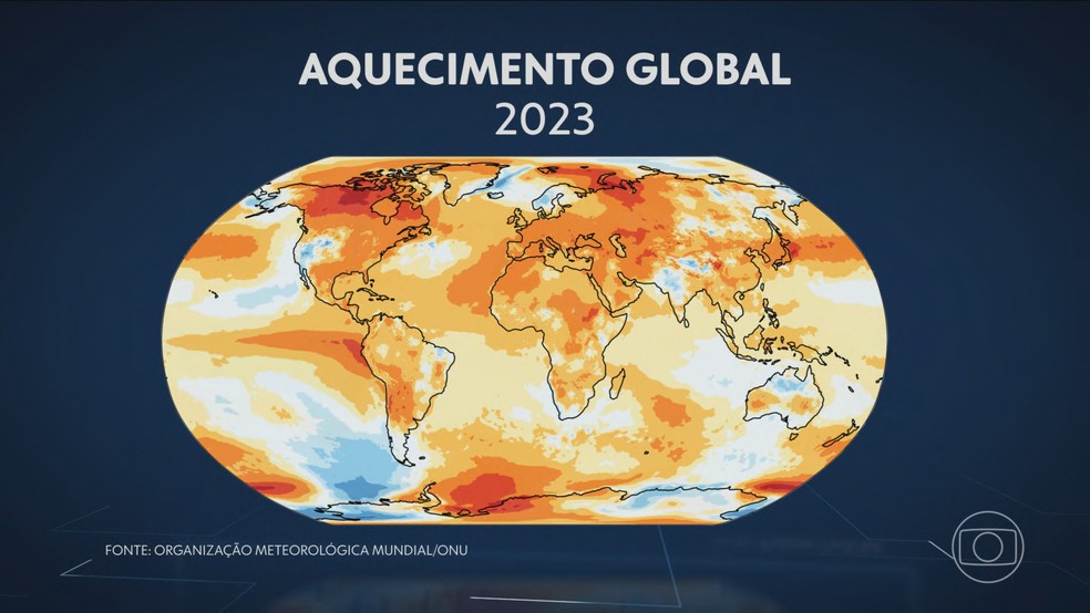 As temperaturas globais chegaram muito rápido a níveis nunca vistos — Foto: Jornal Nacional/ Reprodução