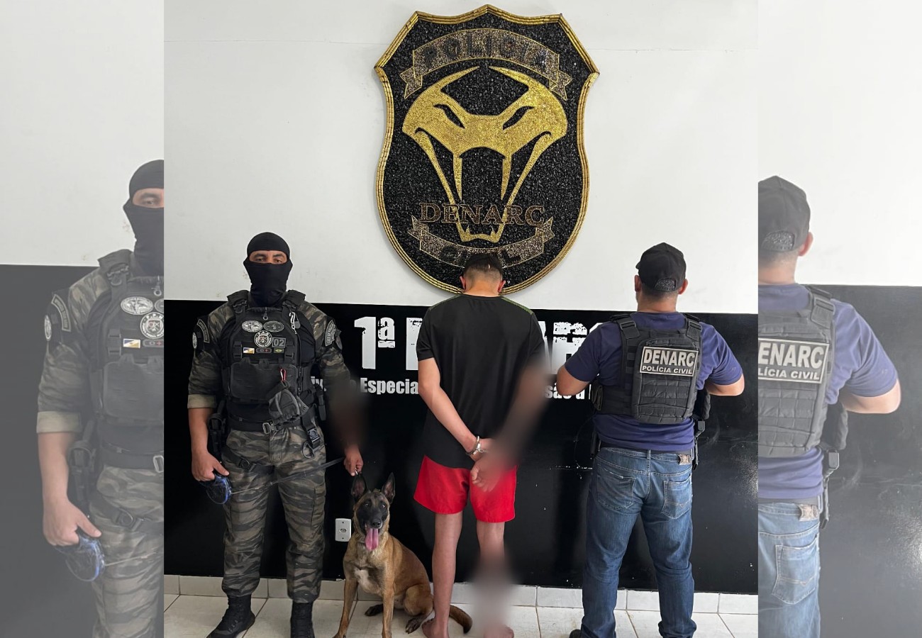Homem é preso suspeito de tráfico de drogas após tentar fugir ao ver chegada da polícia pelas de câmera de segurança 